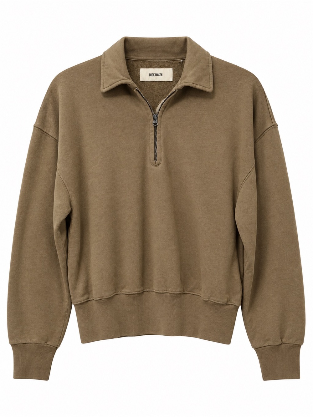 Buck Mason NWT Vintage Interloop Half Zip Sweatshirt Birch Brown Small Cotton